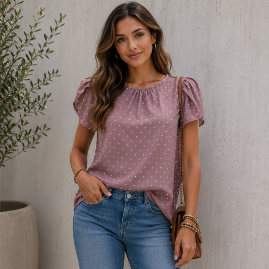 Blusa con cuello redondo