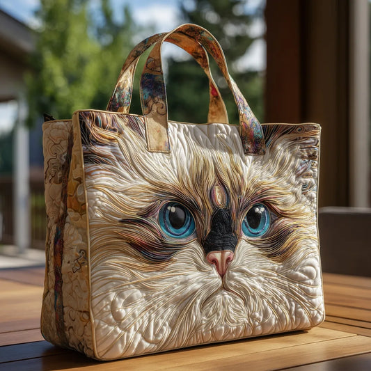 Bolsa artesanal gato blanco